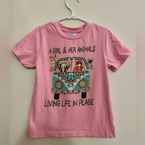 A Girl & Her Animals Living Life in Peace Short Sleeve Shirt 4T